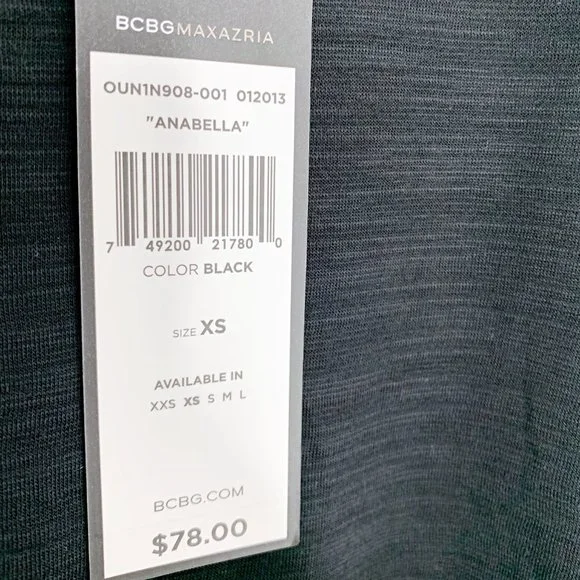 BCBGMAXAZRIA Anabella Pleated Cinch-Back Cap Sleeve Burnout Tee in Black - Picture 7 of 8